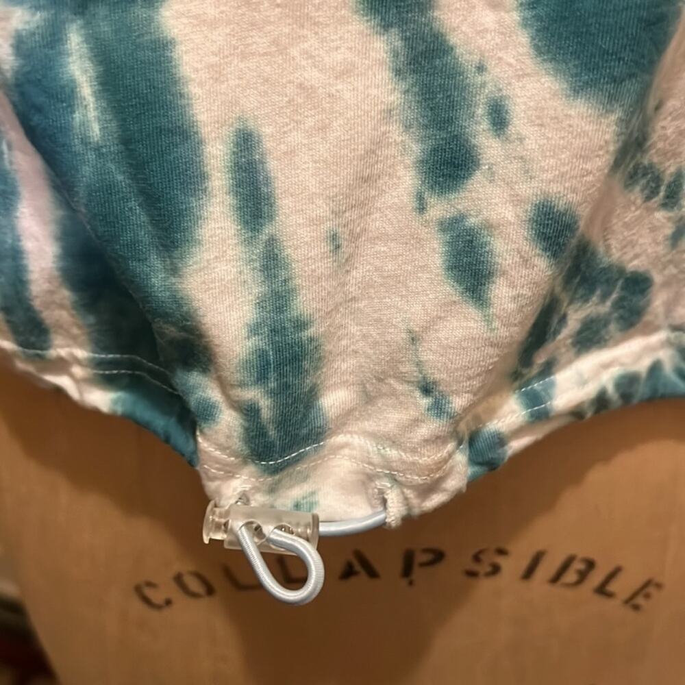 Victoria’s Secret Pink Blue Tie Dye Drawstring Hem Crop Top Size M - Picture 3 of 6